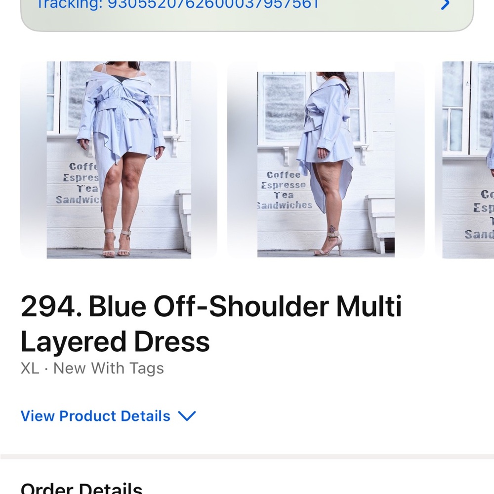 Source Unknown Blue Off-Shoulder Asymmetrical Dre… - image 1